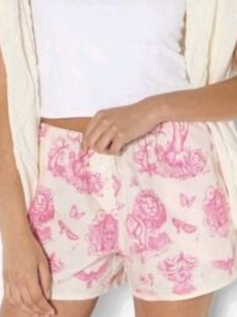Wicked-Women's Pink Toile Print Sleep Shorts 0035 0036